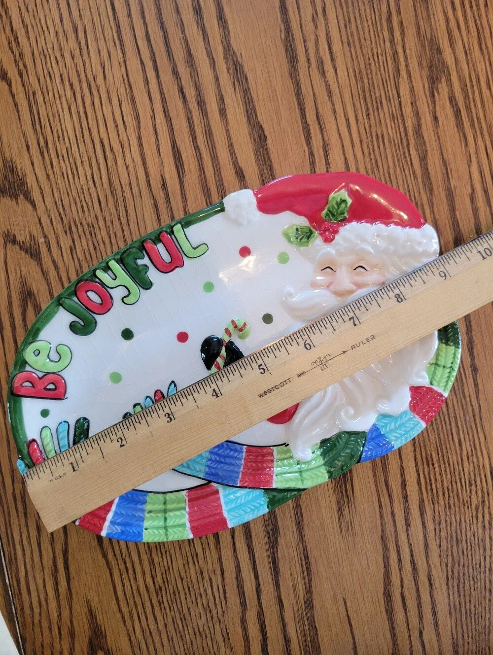 Fitz and Floyd Be Joyful Santa Claus Ceramic Serving Platter Holiday Christmas